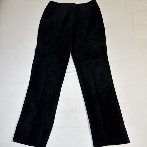 Revue Womens Sz 14 Black Suede 100% Leather Front Pants Stretch Straight Leg NWT - Picture 1 of 14